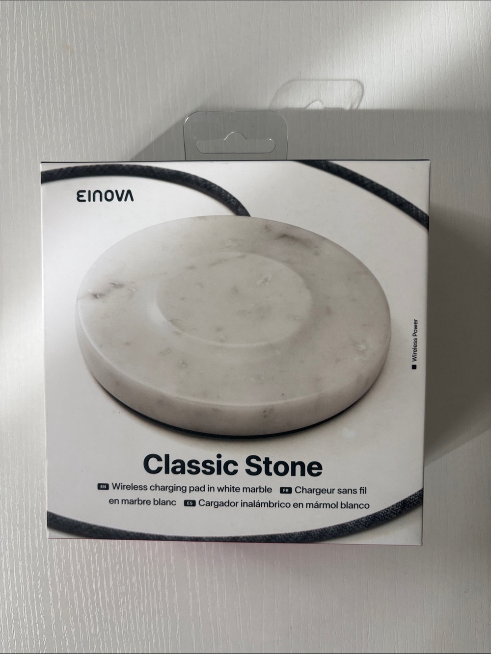 EINOVA Classic Stone Wireless Charging Pad in White Marble